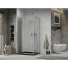 Mexen Lima faltbare Duschkabine 100 x 90 cm, transparent, Chrom + Duschwanne Flat, schwarz - 856-100-090-01-00-4070