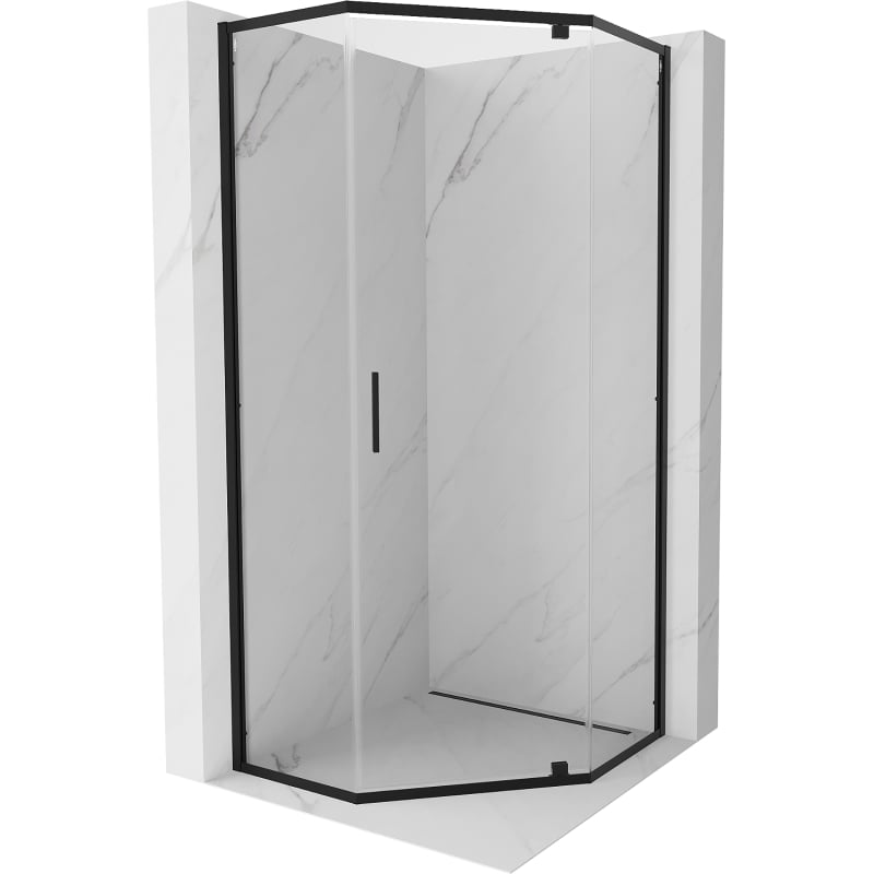 Mexen Exo fünfeckige Duschkabine mit Drehtür 80 x 80 cm, transparent, schwarz - 812-080-080-70-00