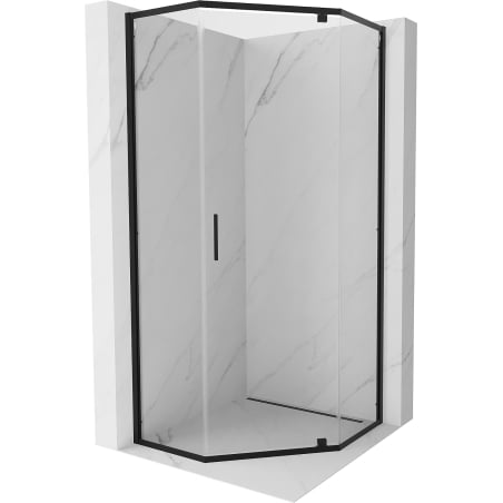 Mexen Exo fünfeckige Duschkabine mit Drehtür 80 x 80 cm, transparent, schwarz - 812-080-080-70-00