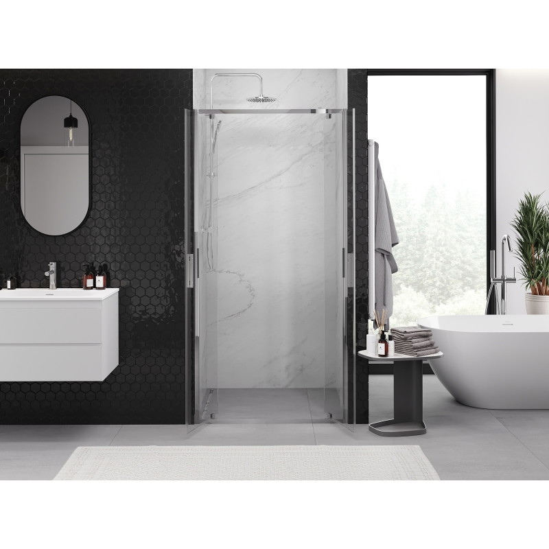 Mexen Exo Doppelt schwenkbare Duschabtrennung 100 cm, transparent, chrom - 8182-100-000-01-00