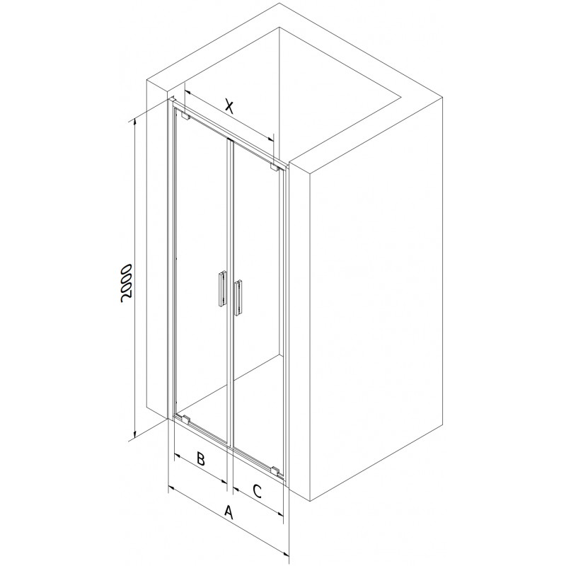 Mexen Exo Doppelt schwenkbare Duschabtrennung 100 cm, transparent, chrom - 8182-100-000-01-00