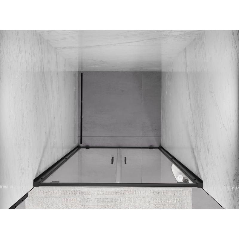 Mexen Exo doppelflügelige Duschkabinentür 80 cm, transparent, schwarz - 8182-080-000-70-00
