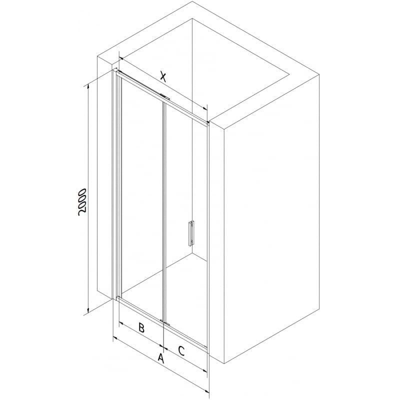 Mexen Exo Duschfaltüren 65 cm, transparent, Chrom - 816-065-000-01-00