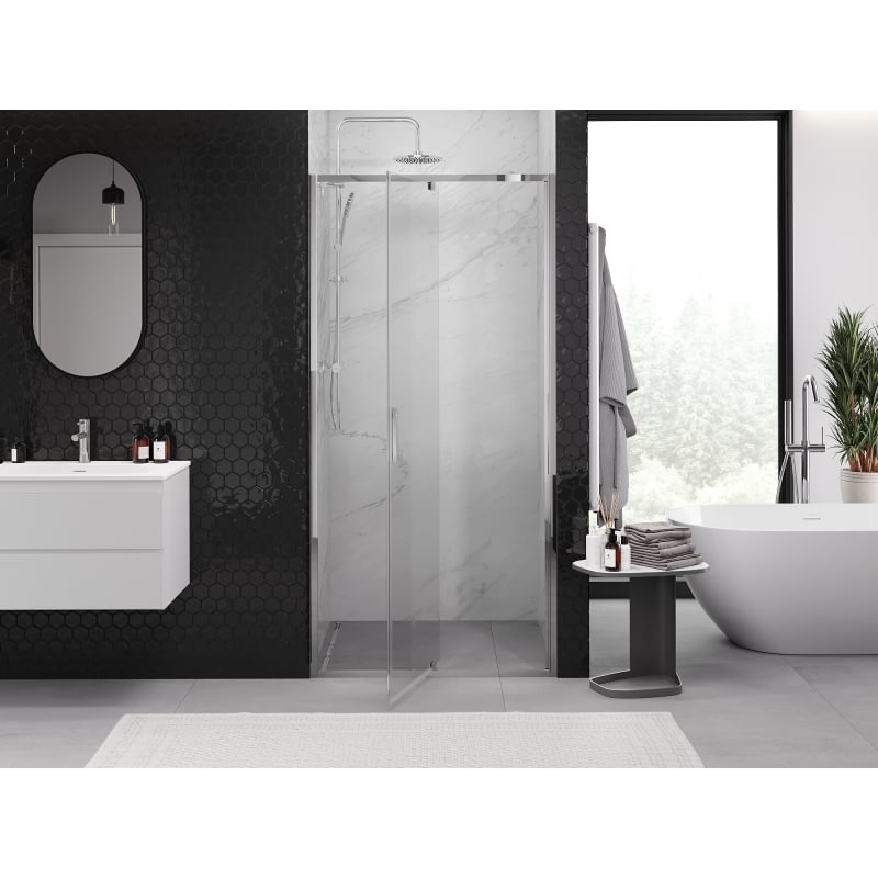 Mexen Exo Duschabtrennung, schwenkbar 125 cm, transparent, Chrom - 819-125-000-01-00