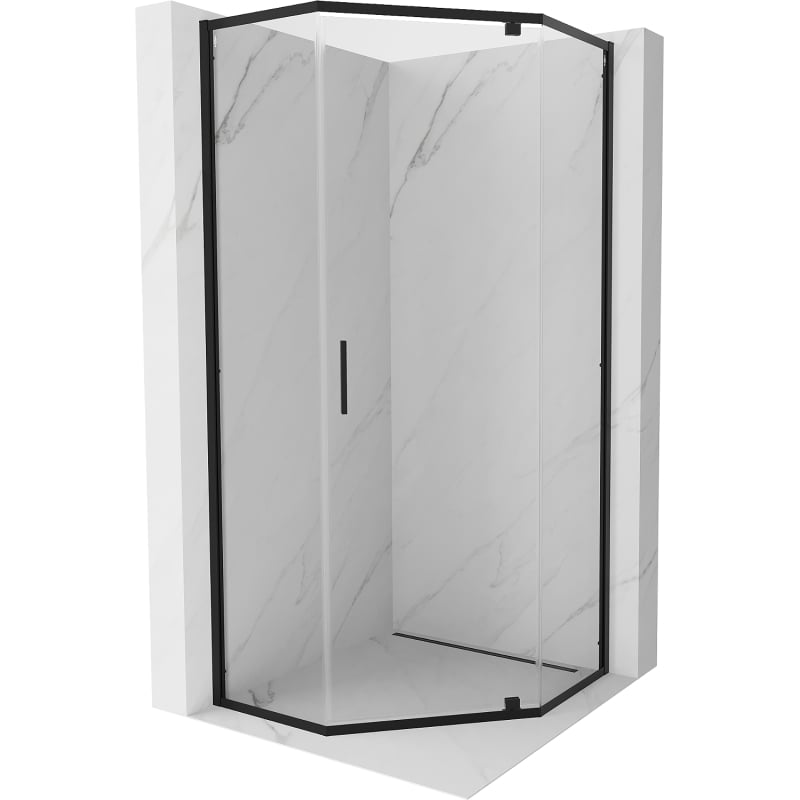 Mexen Exo-R Pentagonale Duschkabine schwenkbar 90 x 90 cm, transparent, schwarz - 812-090-090-70-00