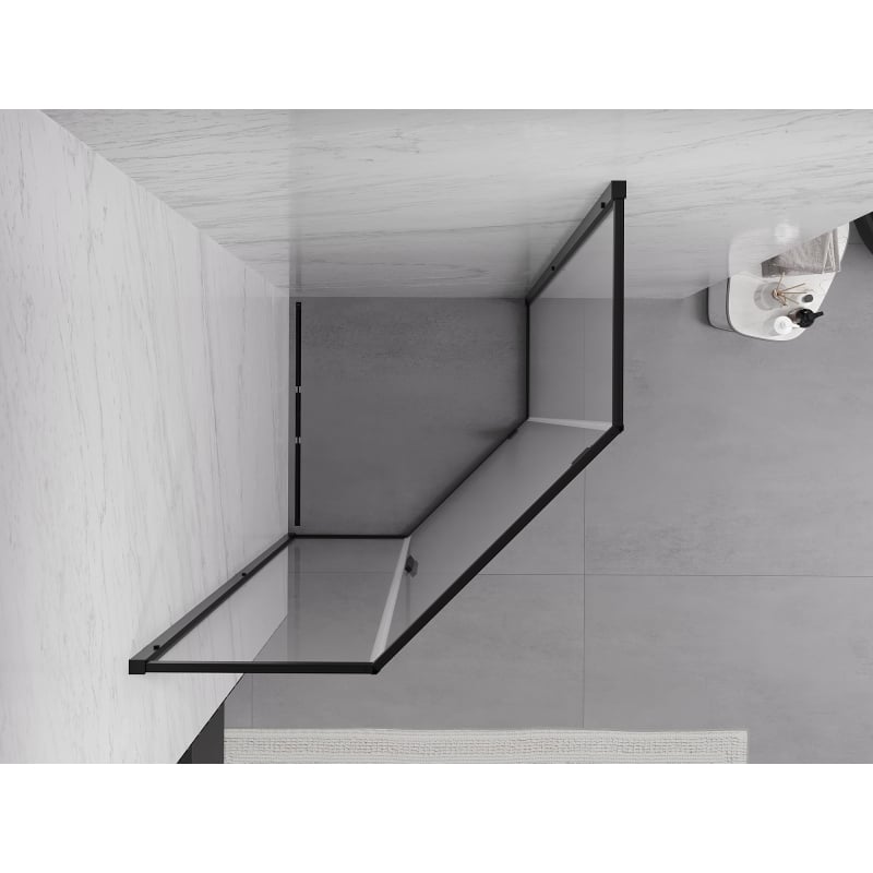 Mexen Exo fünfseitige Duschkabine, schwenkbar, 90 x 90 cm, transparent, schwarz - 812-090-090-70-00
