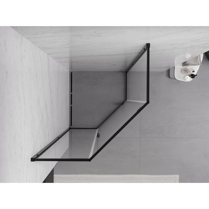 Mexen Exo-R fünfeckige Duschkabine mit Schwingtür 100 x 100 cm, transparent, schwarz - 812-100-100-70-00