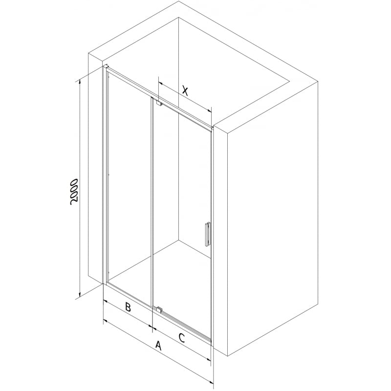 Mexen Exo Duschabtrennung Tür 95 cm, transparent, schwarz - 819-095-000-70-00