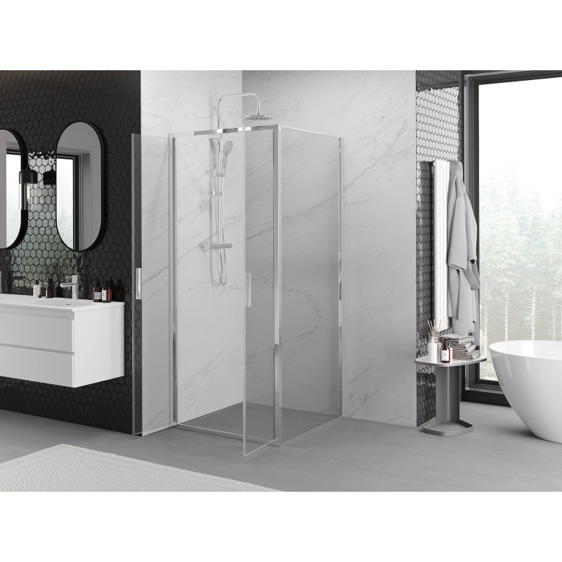 Mexen Exo-B Duo Duschkabine mit Türöffnung 80 x 80 cm, transparent, Chrom - 814-080-080-01-00