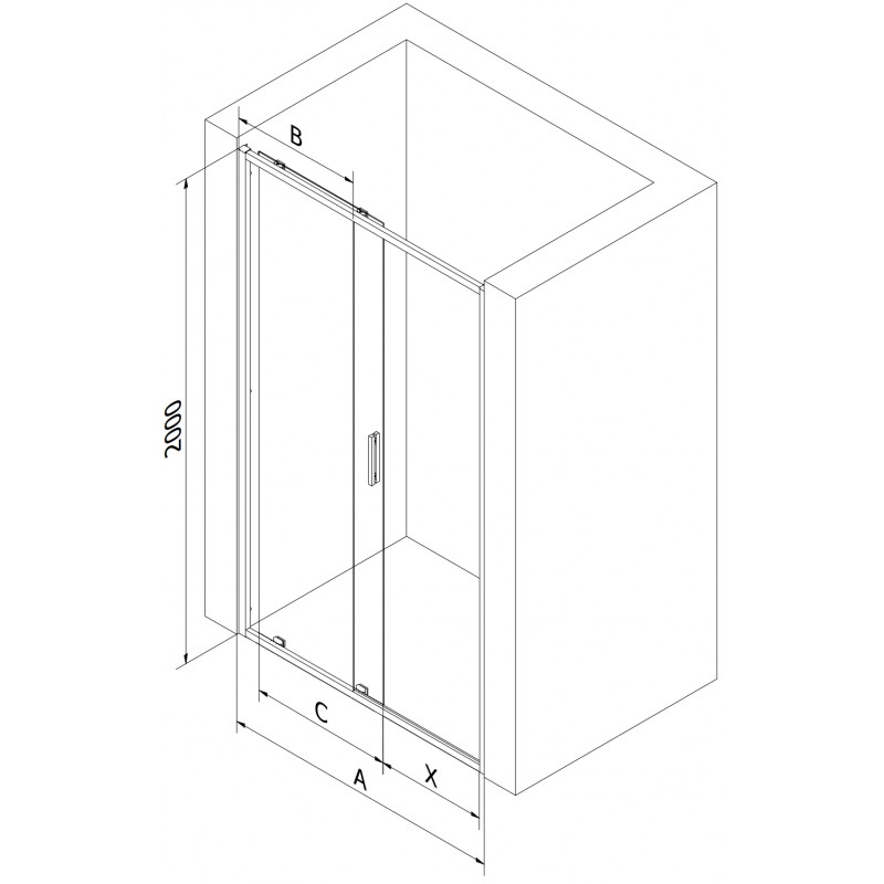 Mexen Exo Schiebetüren für Dusche 135 cm, transparent, chrom - 8151-135-000-01-00
