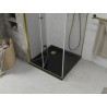 Mexen Lima faltbare Duschkabine 90 x 90 cm, transparent, gold + Duschwanne Flat, schwarz - 856-090-090-50-00-4070G