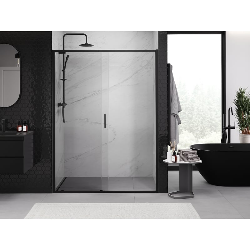 Mexen Exo Schiebeduschtür 155 cm, transparent, schwarz - 8151-155-000-70-00