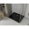 Mexen Lima faltbare Duschkabine 100 x 80 cm, transparent, gold + Duschwanne Flat, schwarz - 856-100-080-50-00-4070G