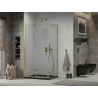 Mexen Lima faltbare Duschkabine 100 x 90 cm, transparent, Gold + Flat Duschwanne, schwarz - 856-100-090-50-00-4070G