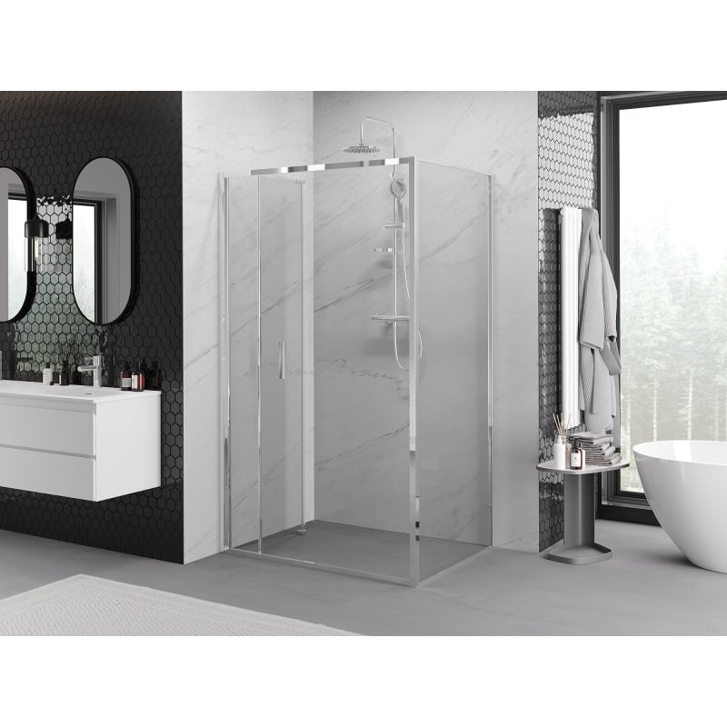 Mexen Exo-F faltbare Duschkabine 95 x 80 cm, transparent, Chrom - 816-095-080-01-00