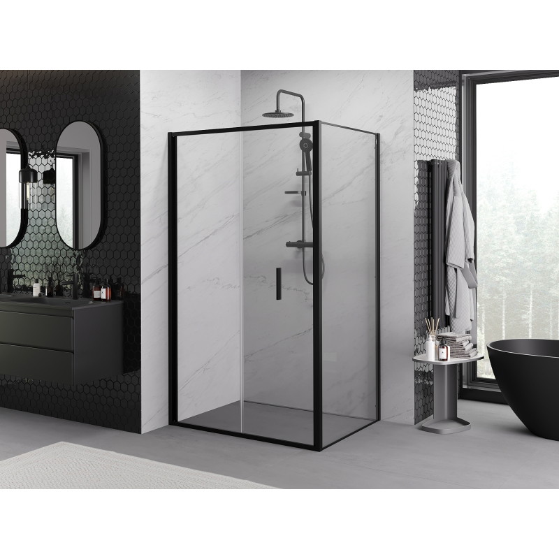 Mexen Exo faltbare Duschkabine 80 x 70 cm, transparent, schwarz - 816-080-070-70-00