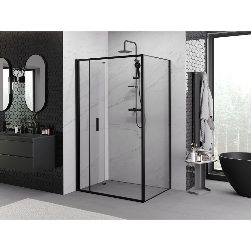Mexen Exo faltbare Duschkabine 80 x 70 cm, transparent, schwarz - 816-080-070-70-00