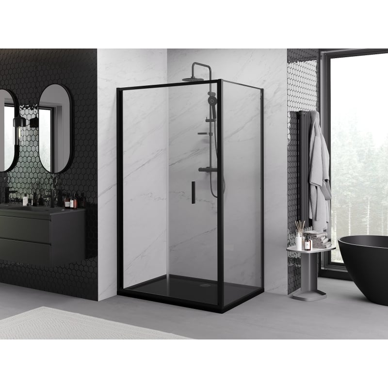 Mexen Exo-F faltbare Duschkabine 80 x 75 cm, transparent, schwarz - 816-080-075-70-00