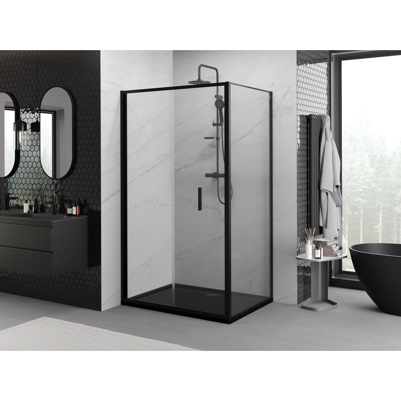 Mexen Exo-F faltbare Duschkabine 100 x 80 cm, transparent, schwarz - 816-100-080-70-00