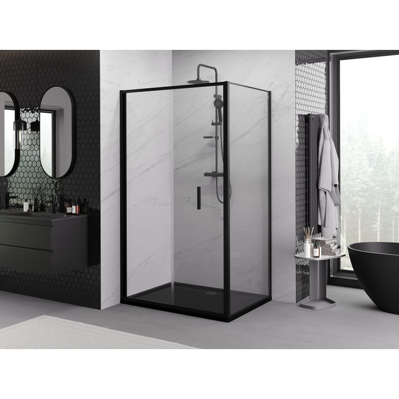 Mexen Exo klappbare Duschkabine 75 x 90 cm, transparent, schwarz - 816-075-090-70-00