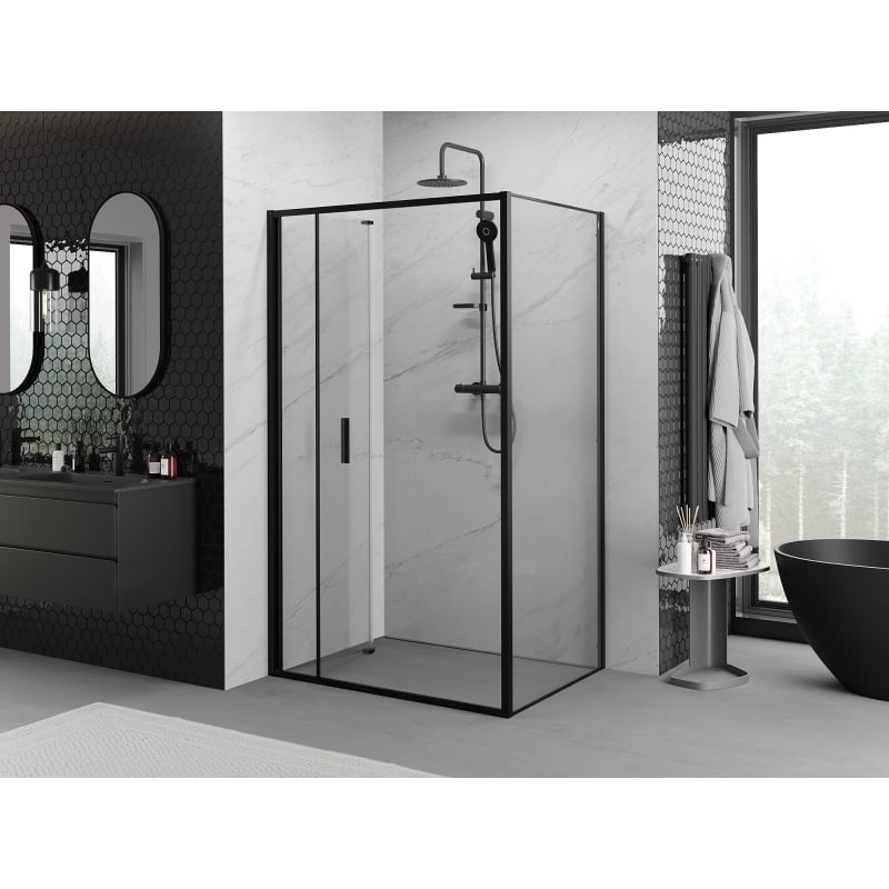 Mexen Exo Falt-Duschkabine 80 x 90 cm, transparent, schwarz - 816-080-090-70-00
