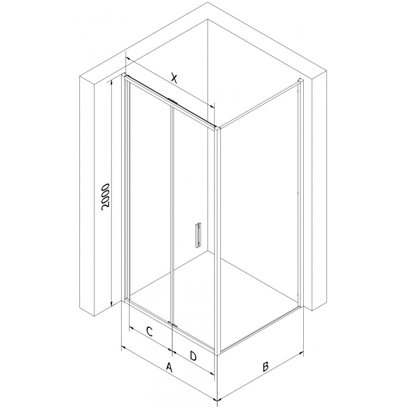 Mexen Exo Faltbare Duschkabine 85 x 90 cm, transparent, schwarz - 816-085-090-70-00