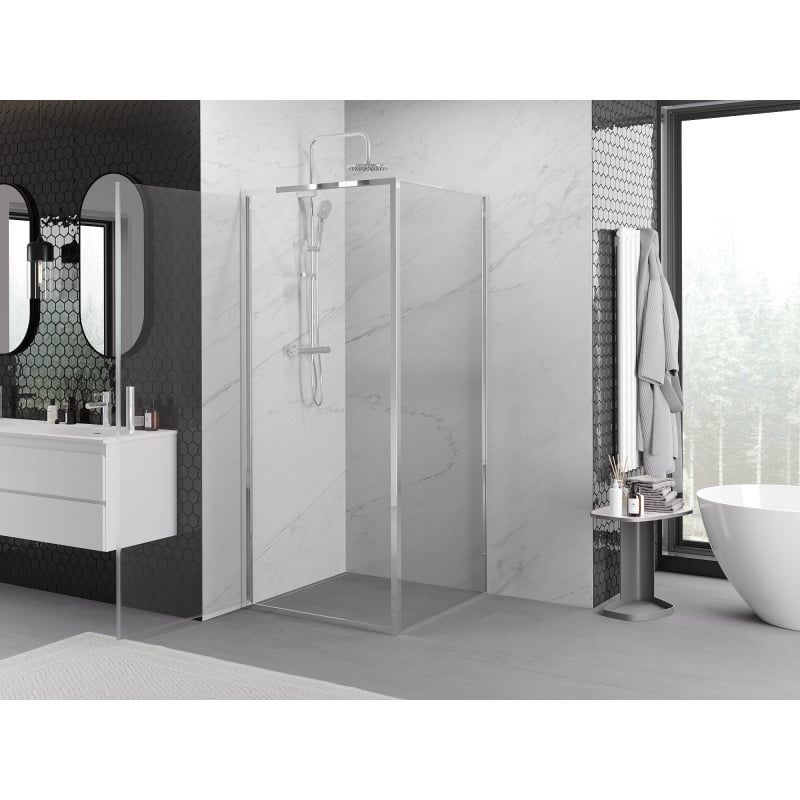 Mexen Exo Duschkabine schwenkbar 80 x 80 cm, transparent, chrom - 817-080-080-01-00