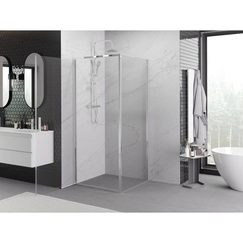 Mexen Exo Duschkabine zum Öffnen 90 x 90 cm, transparent, Chrom - 817-090-090-01-00