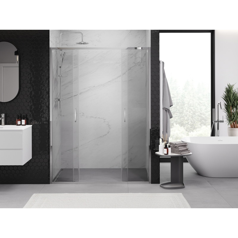 Mexen Exo-S Duo doppelschiebetüren für dusche 160 cm, transparent, chrom - 8152-160-000-01-00