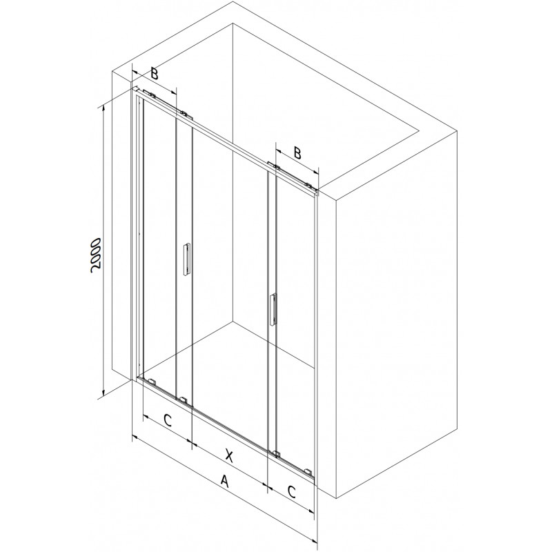 Mexen Exo Duschdoppeltüren 150 cm, transparent, Chrom - 8152-150-000-01-00