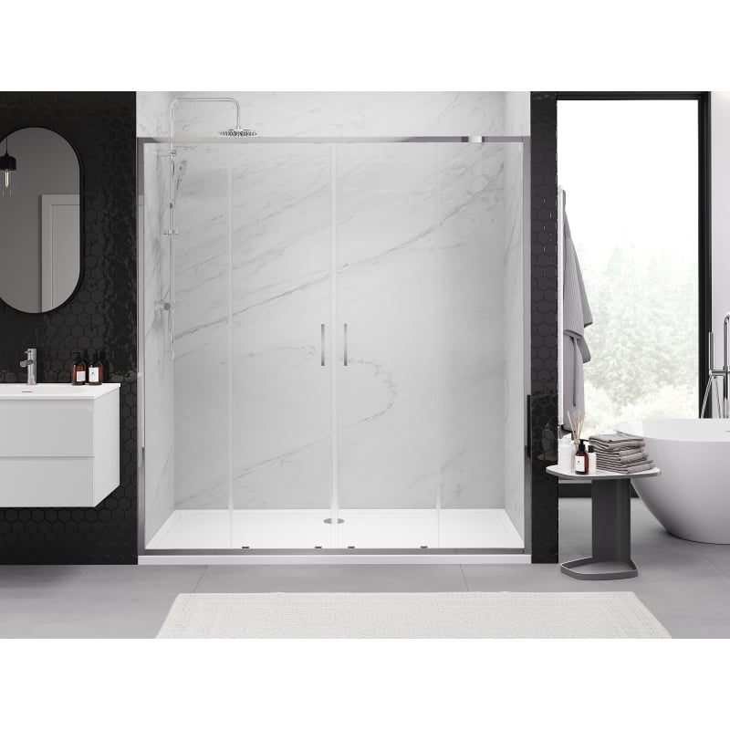 Mexen Exo Duschabtrennung doppelt schiebbar 190 cm, transparent, Chrom - 8152-190-000-01-00