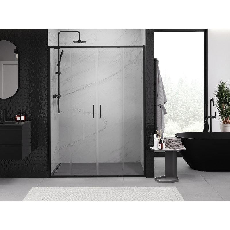 Mexen Exo doppelschiebetür für Dusche 140 cm, transparent, schwarz - 8152-140-000-70-00