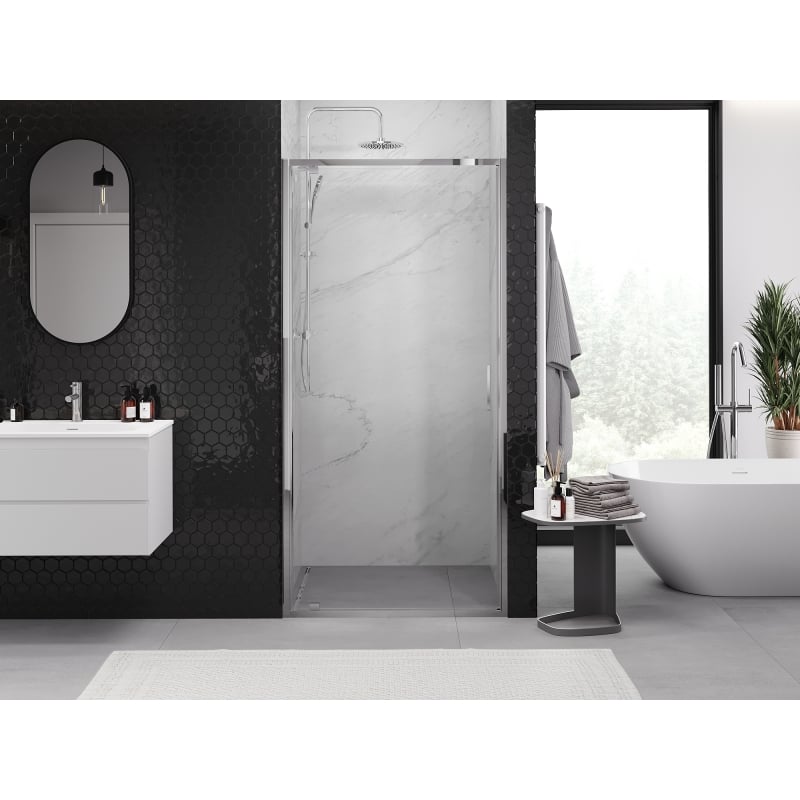 Mexen Exo Duschabtrennung, schwenkbar, 95 cm, transparent, Chrom - 8181-095-000-01-00