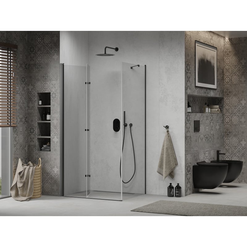 Mexen Lima faltbare Duschkabine 80 x 110 cm, transparent, schwarz - 856-080-110-70-00