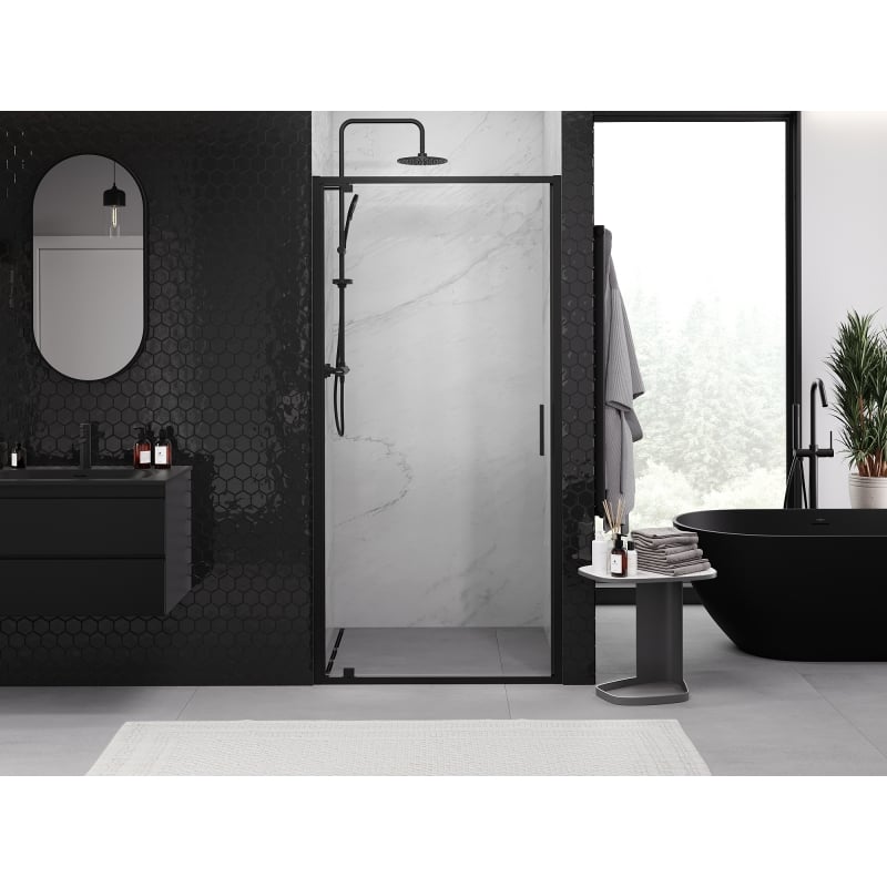 Mexen Exo Duschdrehtür 75 cm, transparent, schwarz - 8181-075-000-70-00