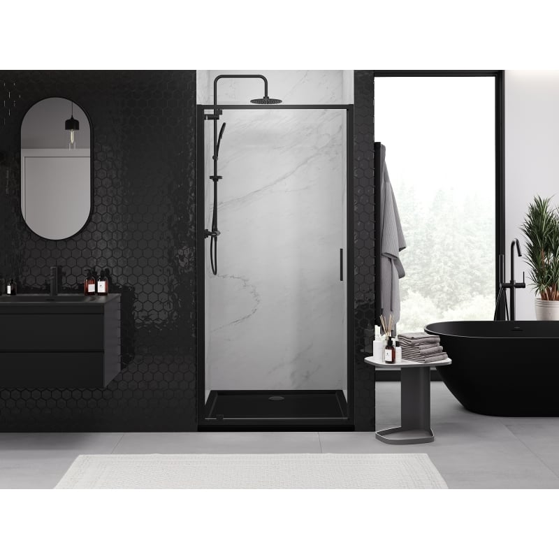 Mexen Exo-BR aufklappbare Duschabtrennung 85 cm, transparent, schwarz - 8181-085-000-70-00