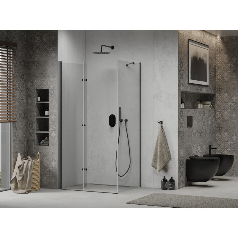 Mexen Lima faltbare Duschkabine 90 x 80 cm, transparent, schwarz - 856-090-080-70-00