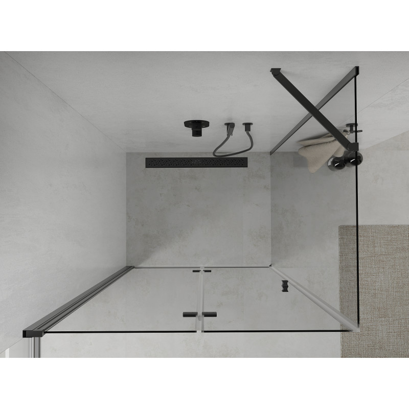 Mexen Lima faltbare Duschkabine 90 x 80 cm, transparent, schwarz - 856-090-080-70-00