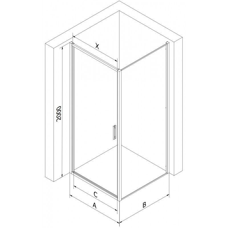 Mexen Exo Duschkabine mit Klapptür 85 x 85 cm, transparent, schwarz - 817-085-085-70-00