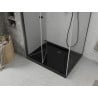 Mexen Lima faltbare Duschkabine 100 x 80 cm, transparent, schwarz + Duschwanne Flat, schwarz - 856-100-080-70-00-4070B