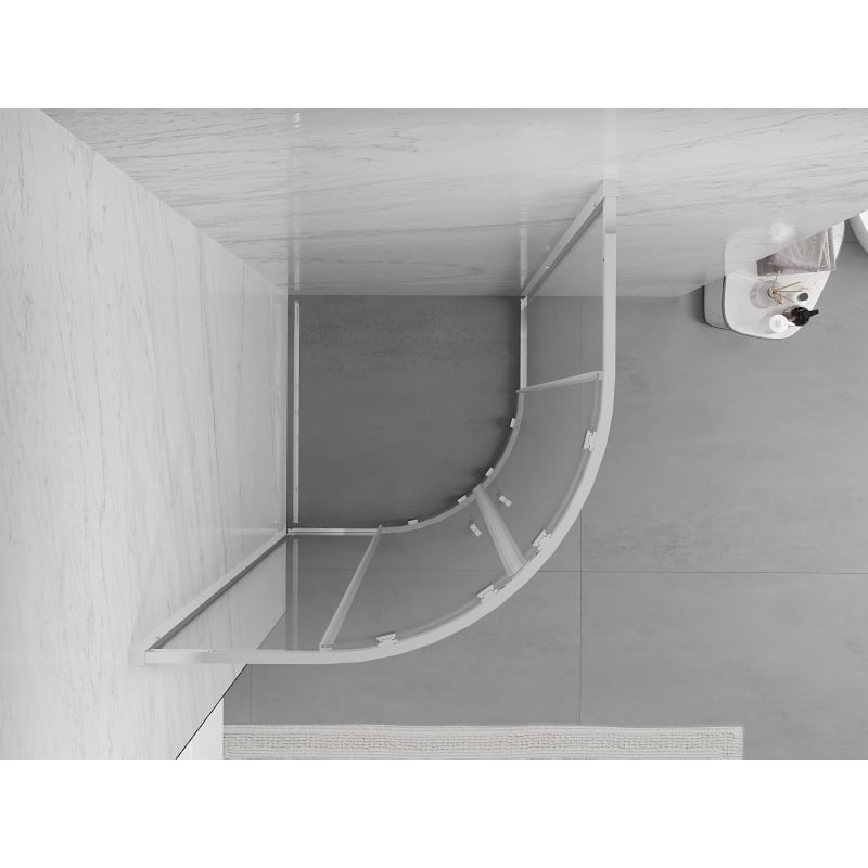 Mexen Exo Duschkabine halbrund, schiebbar 80 x 80 cm, transparent, Chrom - 8132-080-080-01-00