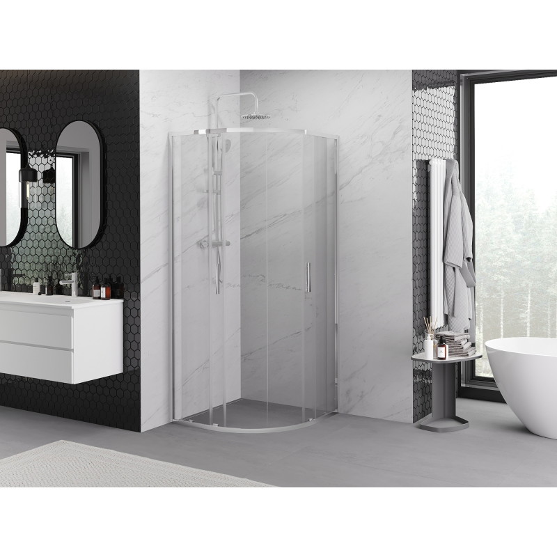 Mexen Exo-S Duo runde, verschiebbare Duschkabine 100 x 100 cm, transparent, Chrom - 8132-100-100-01-00