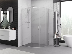 Mexen Exo Duschkabine halbrund asymmetrisch verschiebbar 90 x 80 cm, transparent, Chrom - 8132-090-080-01-00