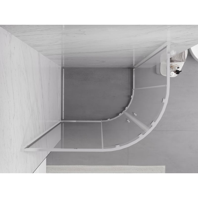 Mexen Exo Duschkabine halbrund asymmetrisch verschiebbar 90 x 80 cm, transparent, Chrom - 8132-090-080-01-00