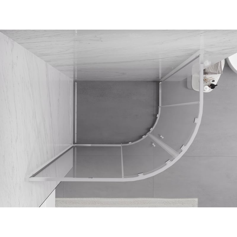 Mexen Exo-S Duo asymmetrische, halbrunde Duschkabine mit Schiebetür 90 x 80 cm, transparent, Chrom - 8132-090-080-01-00