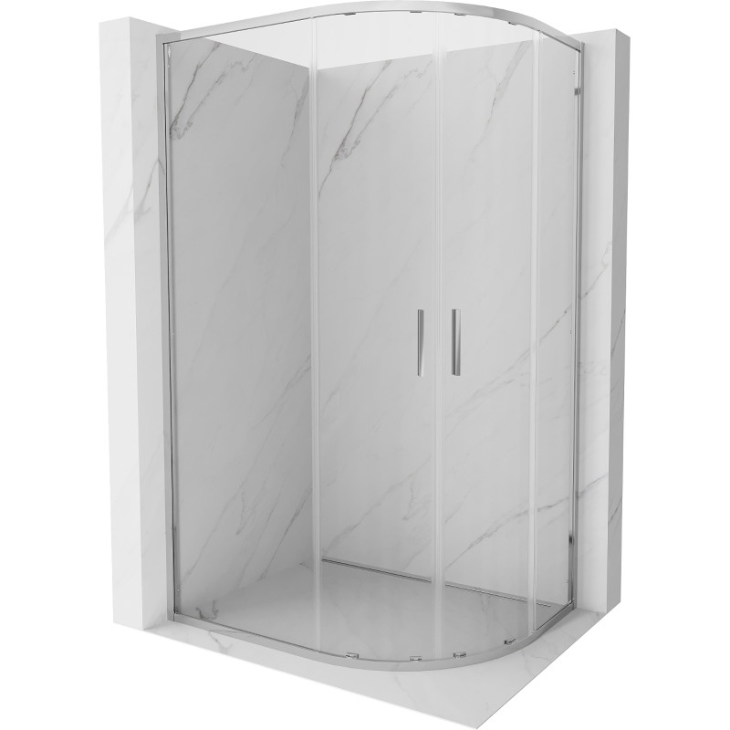 Mexen Exo asymmetrische, halbrunde Duschkabine, Schiebetür 100 x 90 cm, transparent, Chrom - 8132-100-090-01-00