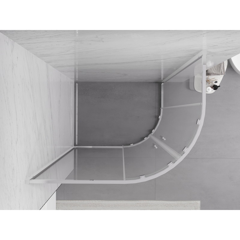 Mexen Exo asymmetrische, halbrunde Duschkabine, Schiebetür 100 x 90 cm, transparent, Chrom - 8132-100-090-01-00