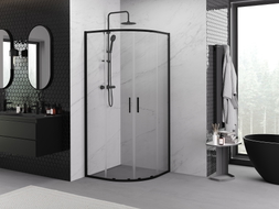 Mexen Exo halbrunde Duschkabine verschiebbar 80 x 80 cm, transparent, schwarz - 8132-080-080-70-00