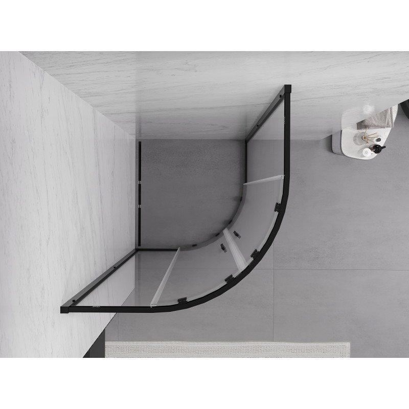 Mexen Exo-S Duo Halbrunde Duschkabine, 90 x 90 cm, transparent, schwarz, mit Schiebetür - 8132-090-090-70-00