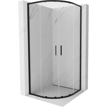 Mexen Exo Duschkabine halbrund, Schiebetür 100 x 100 cm, transparent, schwarz - 8132-100-100-70-00